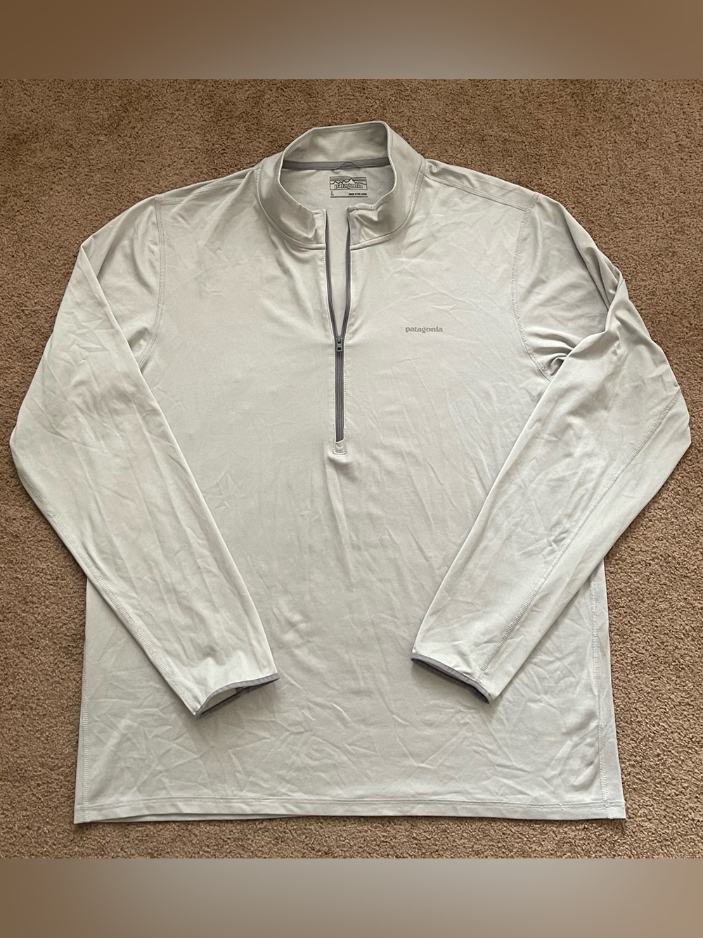 Patagonia Quarter Zip Shirt Mens L Gray Long Sleeve UPF 50 Sun Protection Surf